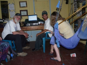 Sitting before the "talking" computer